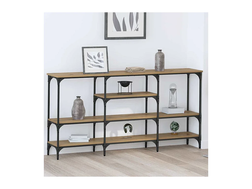 Table console avec étagère chêne artisanal 160 x 29 x 80 cm