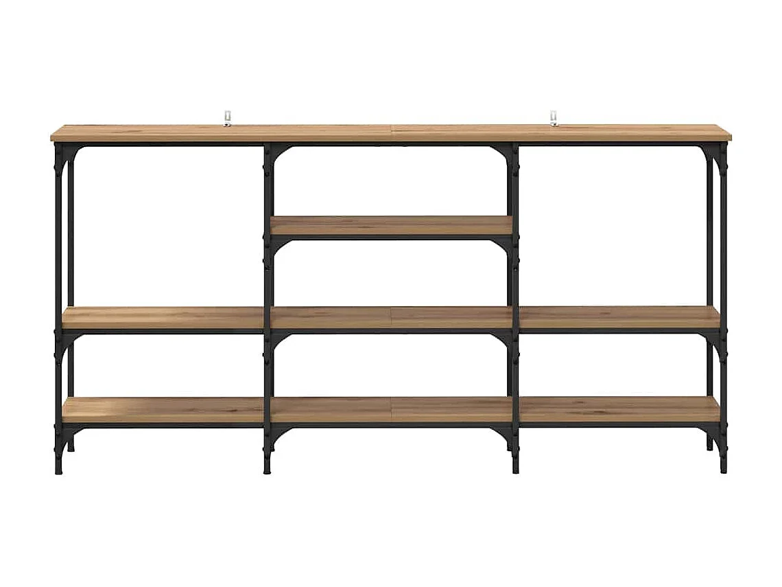 Consola con estante, roble artesanal, 160 x 29 x 80 cm