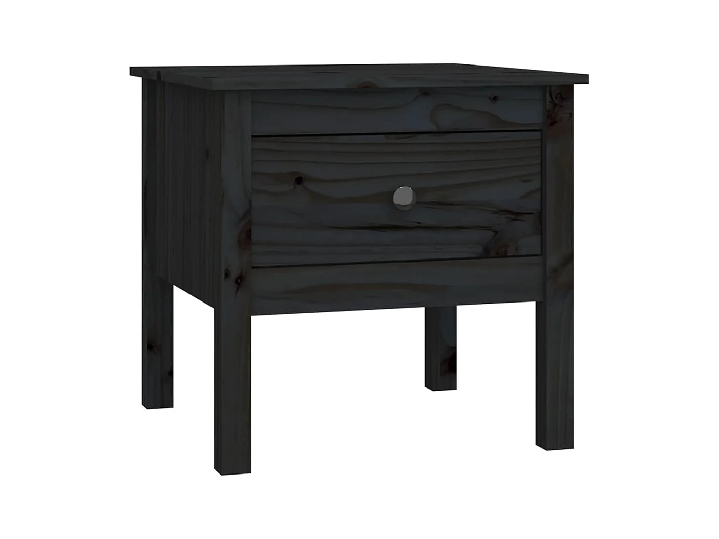 Tables d'appoint 2 pcs Noir 50x50x49 cm Bois massif de pin