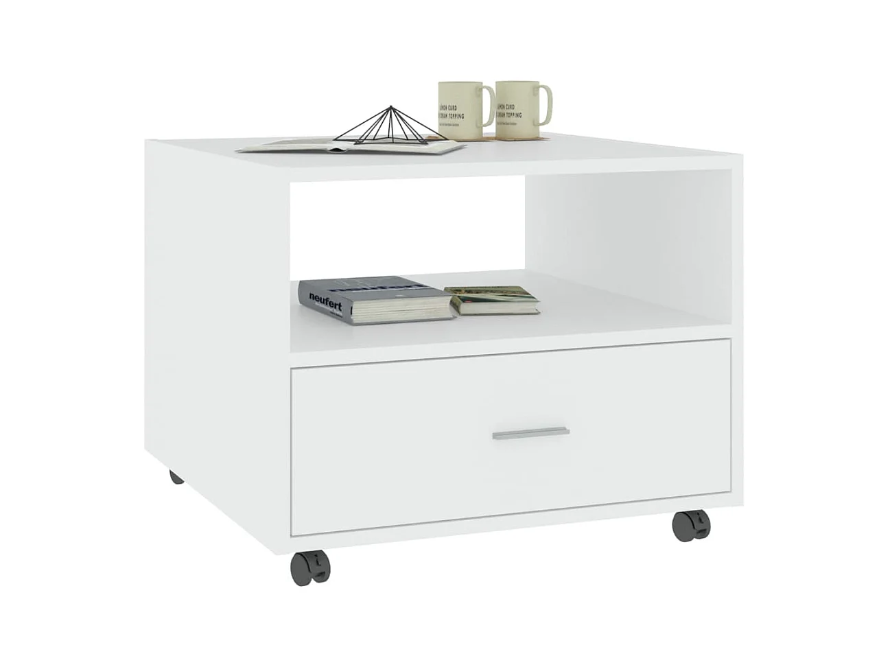 Mesa de centro blanca 55x55x40 cm madera de ingeniería