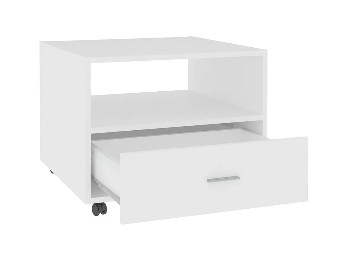 Mesa de centro blanca 55x55x40 cm madera de ingeniería