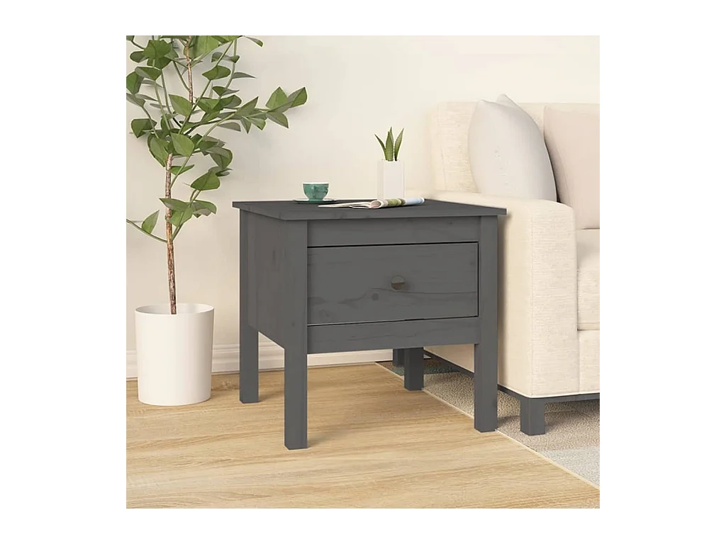 Tavolini laterali 2 pezzi Grigio 50x50x49 cm Legno massello di pino