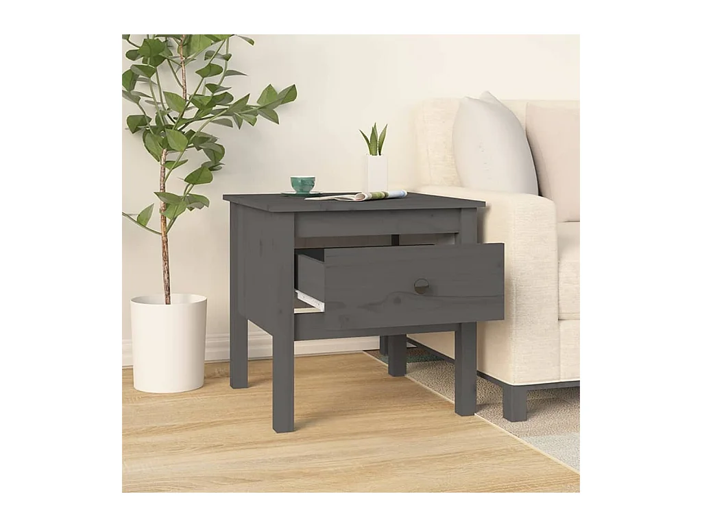 Tavolini laterali 2 pezzi Grigio 50x50x49 cm Legno massello di pino