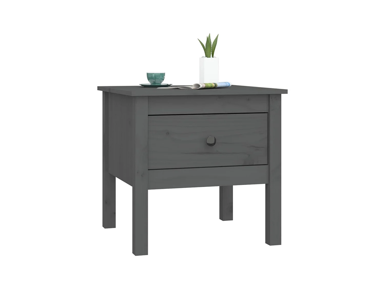 Tavolini laterali 2 pezzi Grigio 50x50x49 cm Legno massello di pino