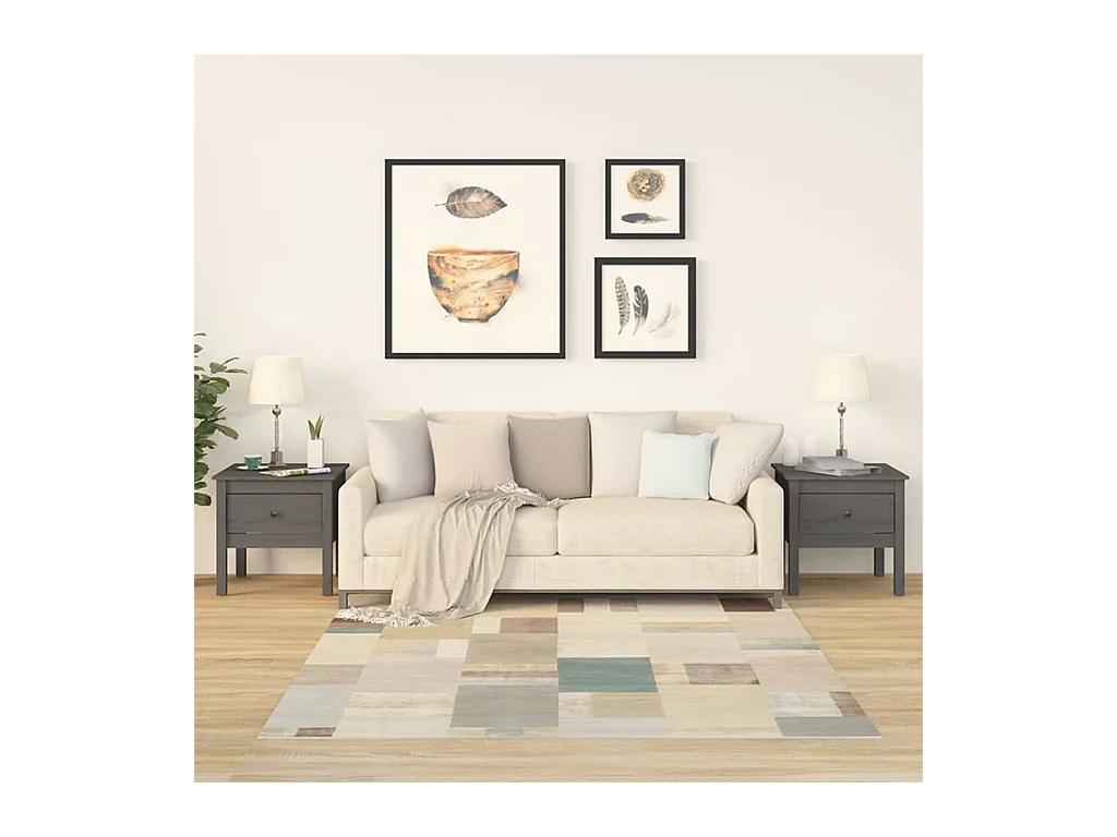 Tables d'appoint 2 pcs Gris 50x50x49 cm Bois massif de pin