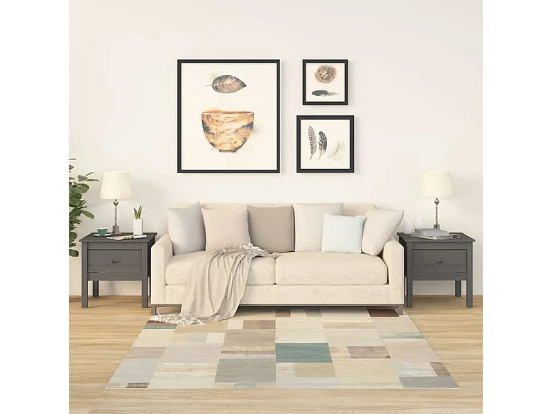 Tavolini laterali 2 pezzi Grigio 50x50x49 cm Legno massello di pino