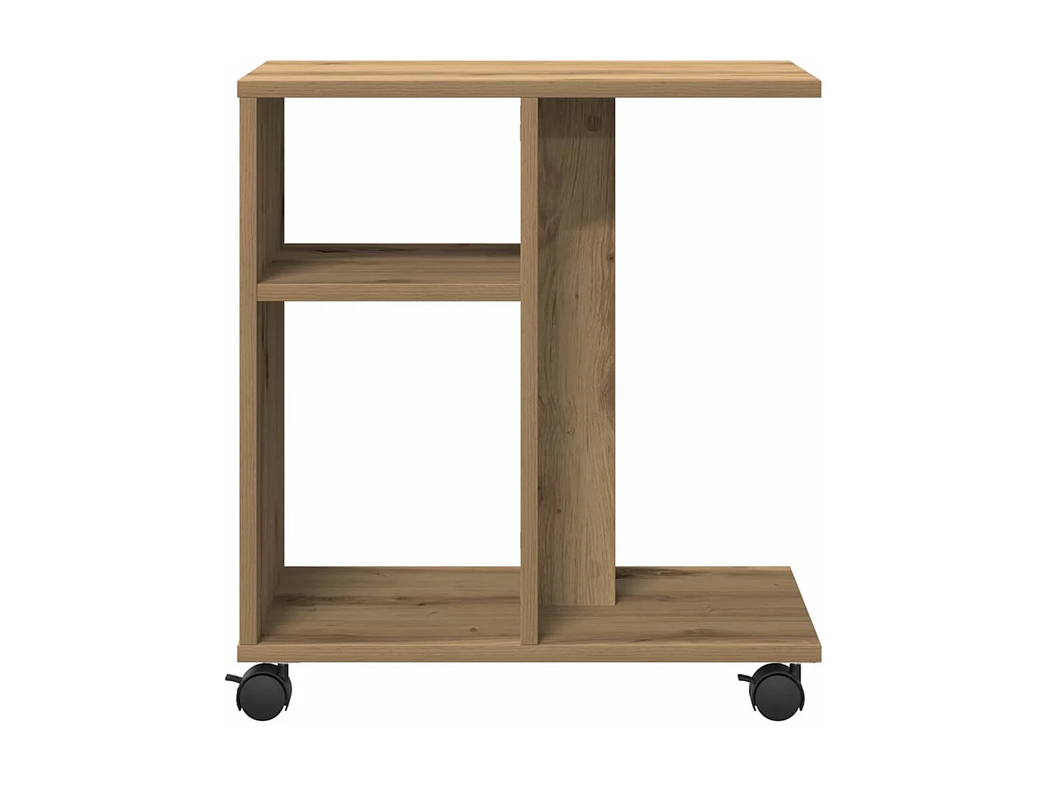 Bijzettafel met plank, handgemaakt eikenhout, 50 x 30 x 55 cm