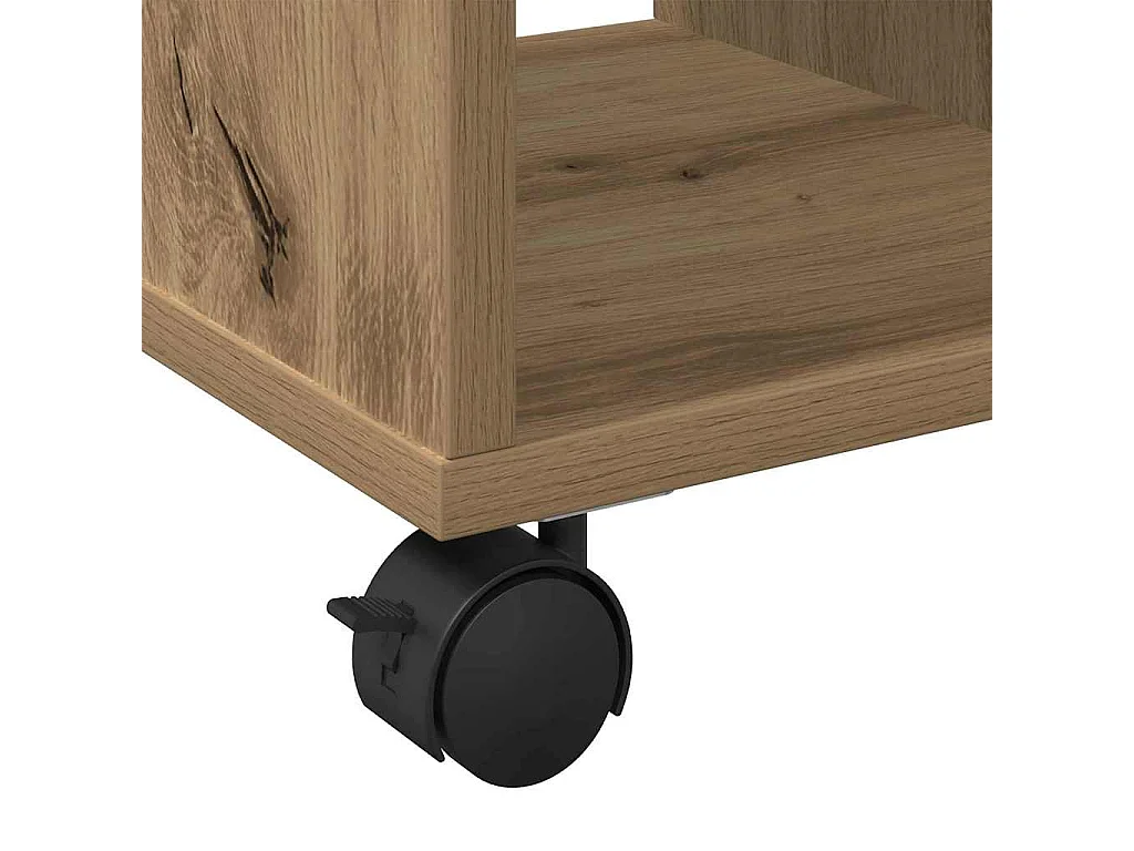 Bijzettafel met plank, handgemaakt eikenhout, 50 x 30 x 55 cm