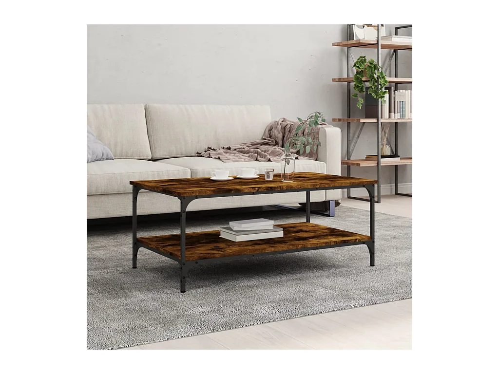 Table basse chêne fumé 100x55x40 cm bois d'ingénierie