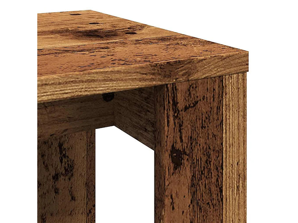 Tavolini impilabili 3 pezzi in legno vecchio e legno ingegnerizzato