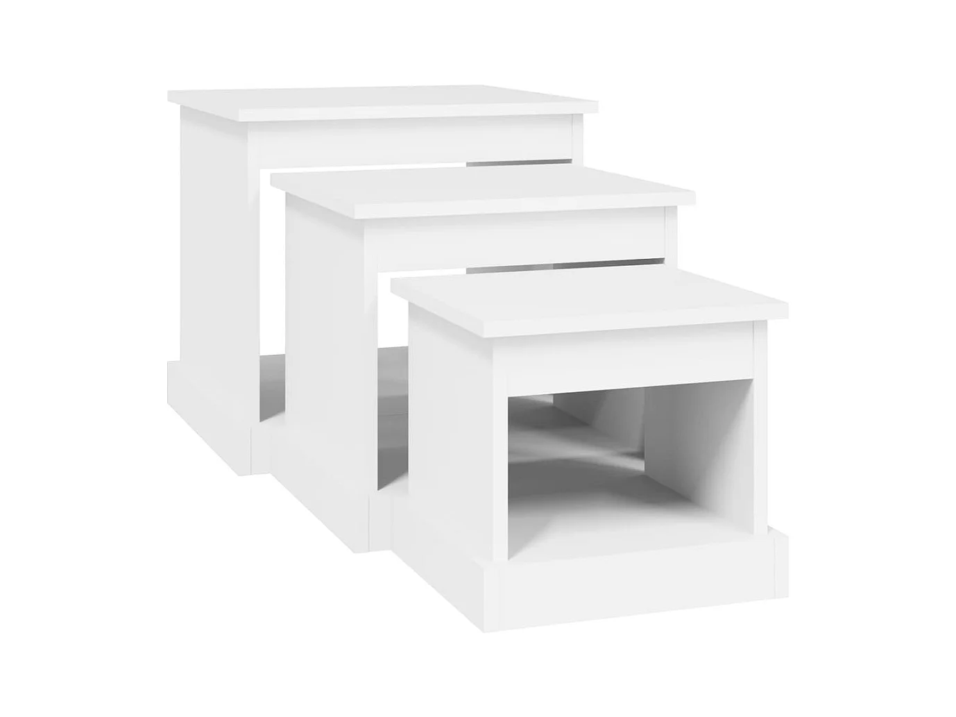 3-delige salontafelset, wit bewerkt hout