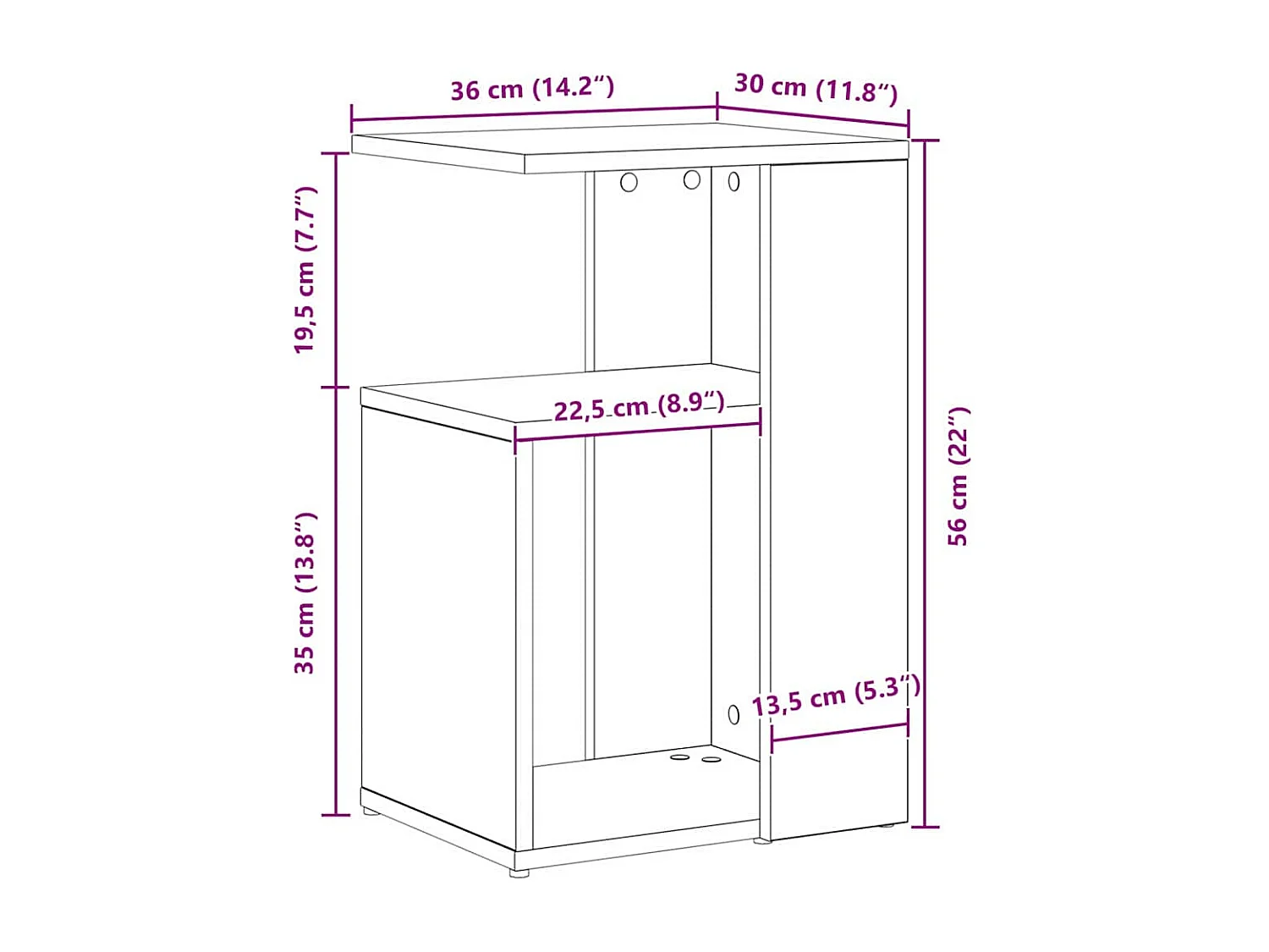 Table d'appoint Chêne noir 36 x 30 x 56 cm Bois d'ingénierie