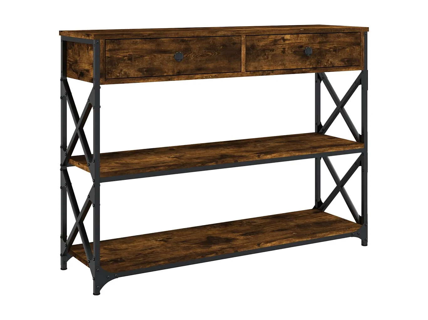 Consoletafel van gerookt eikenhout 100x28x75 cm, bewerkt hout