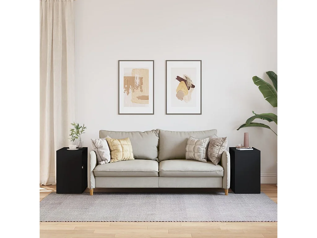 Tavolini laterali 2 pezzi neri 50x30x50 cm in legno ingegnerizzato