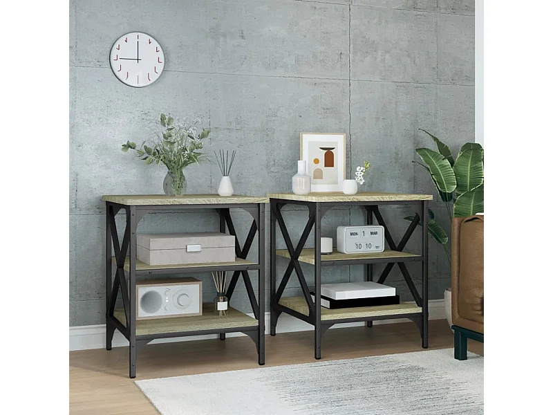 Tavolini laterali 2 pezzi Rovere Sonoma 40x42x50 cm Legno ingegnerizzato