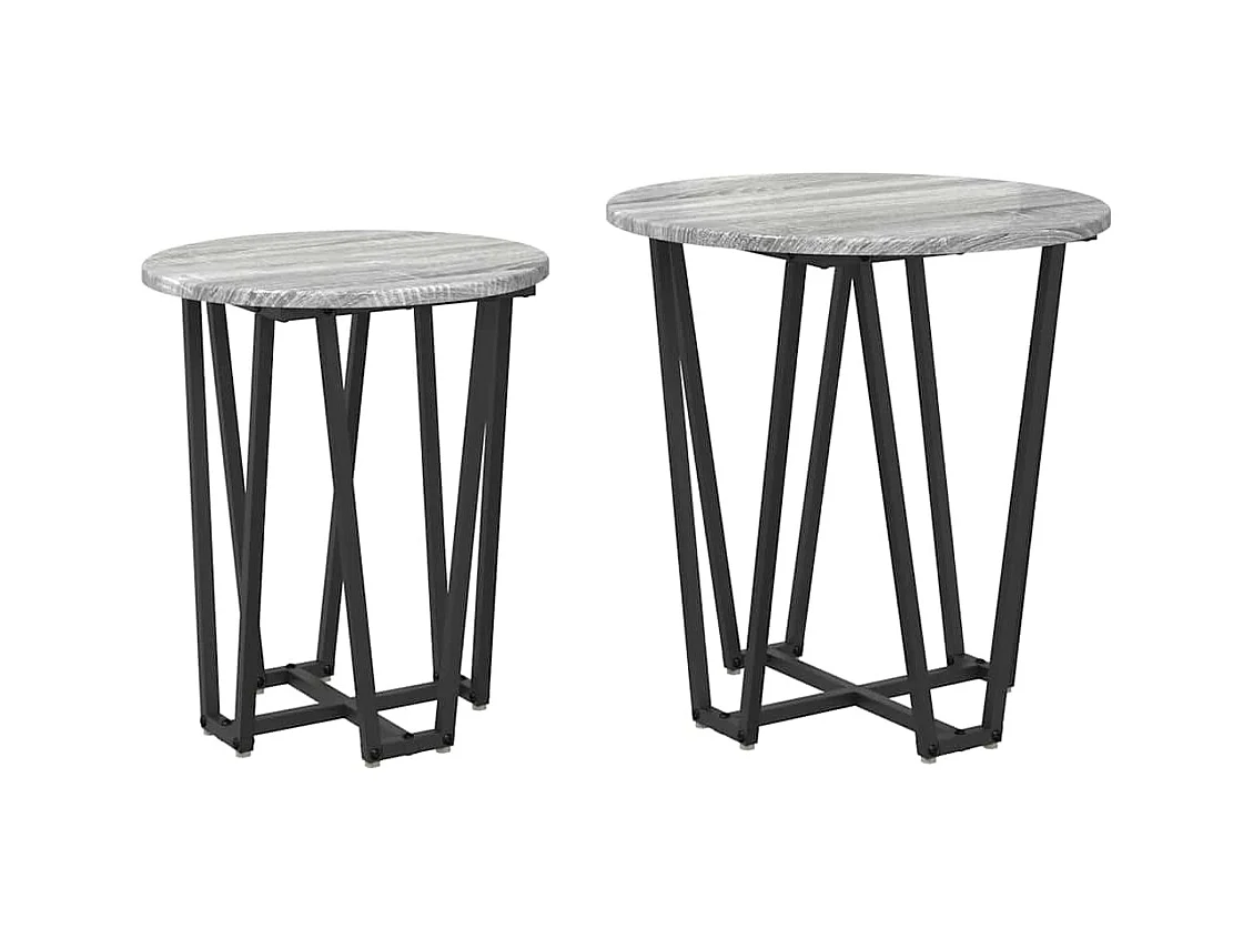 Set di tavolini laterali da 2 pezzi in grigio Sonoma e nero