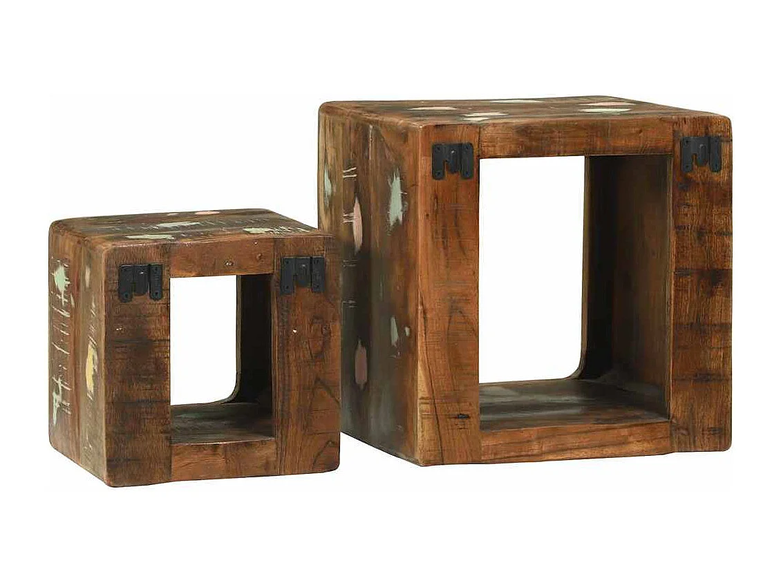 Meuble TV 2 pcs Multicolore bois de récupération massif