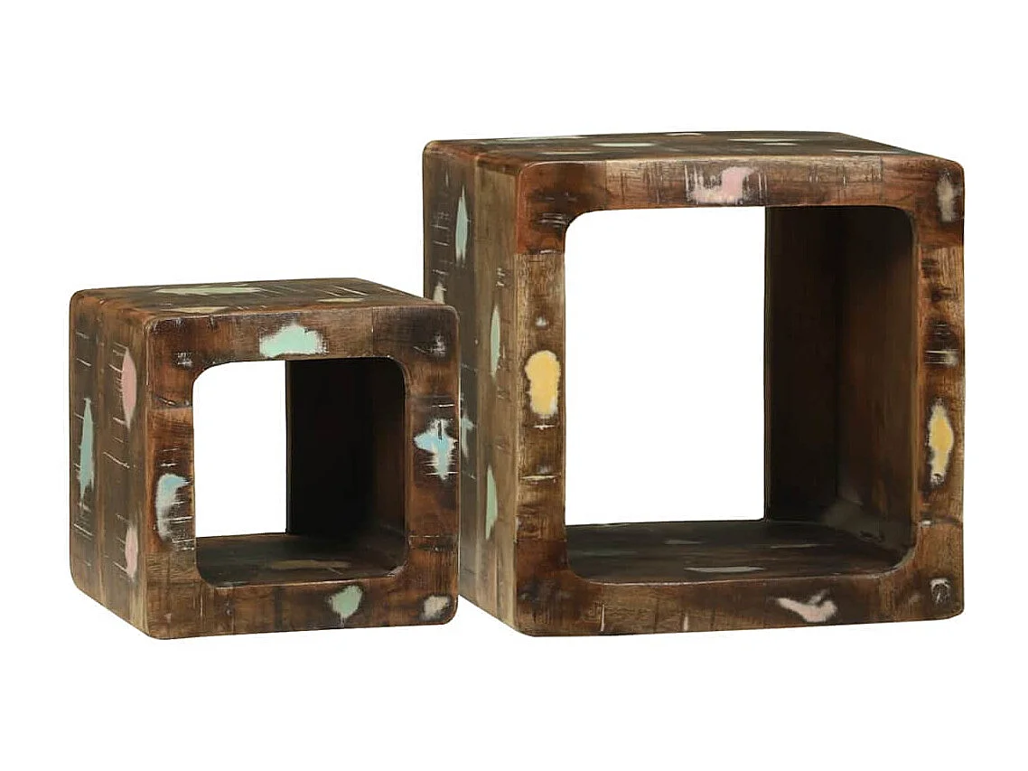 Meuble TV 2 pcs Multicolore bois de récupération massif