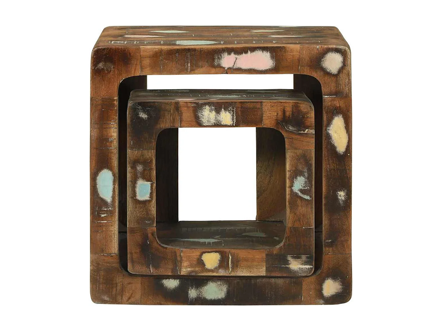 Meuble TV 2 pcs Multicolore bois de récupération massif