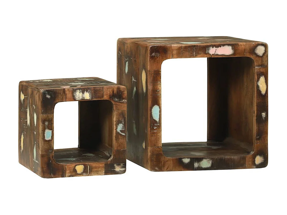 Meuble TV 2 pcs Multicolore bois de récupération massif