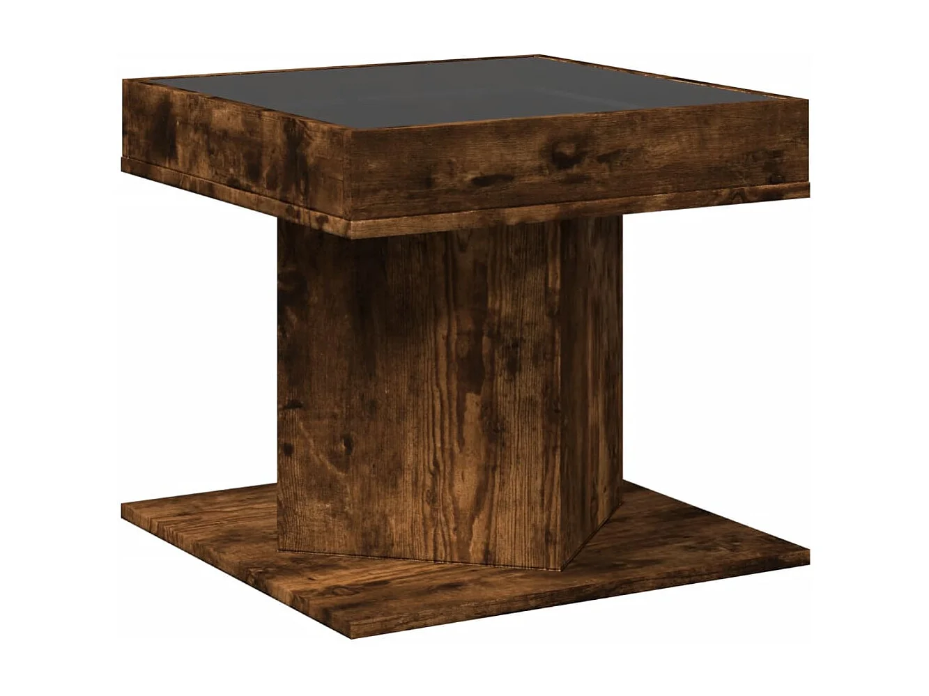 Tavolino da caffè in rovere affumicato con LED 50x50x45 cm in legno ingegnerizzato