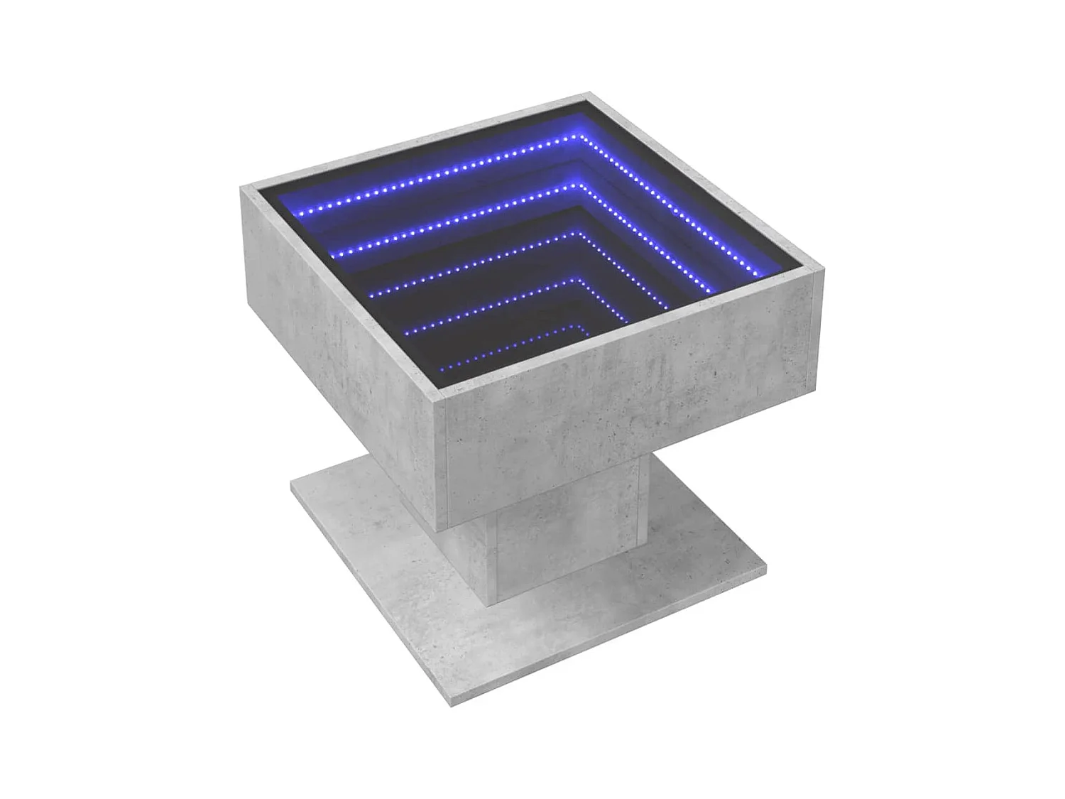 Betongrijze salontafel met LED 50x50x45 cm bewerkt hout