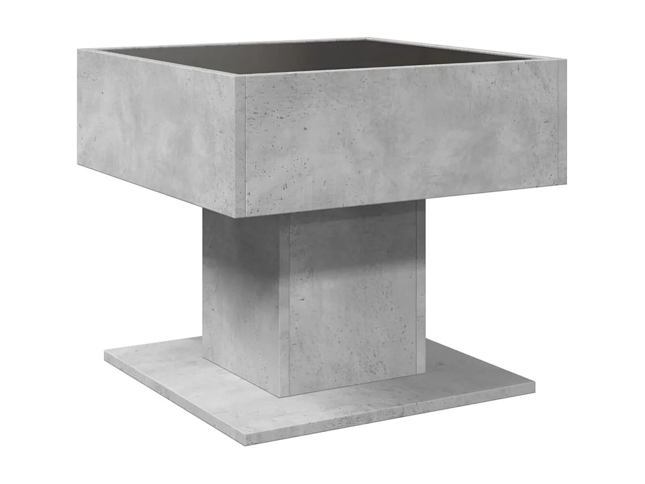 Tavolino da caffè grigio cemento con LED 50x50x45 cm in legno ingegnerizzato