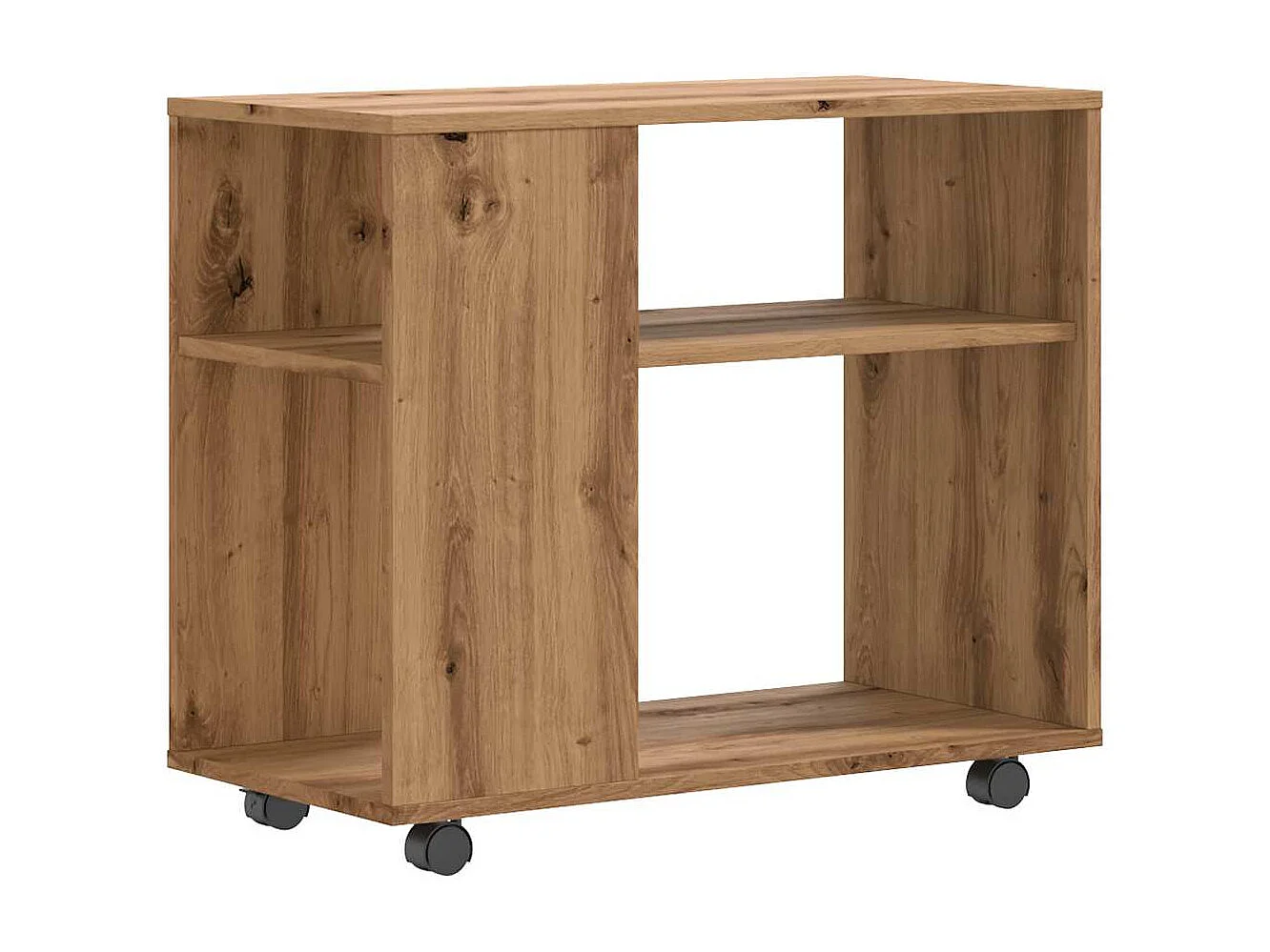 Mesa auxiliar de roble artesanal 70x35x55 cm madera de ingeniería