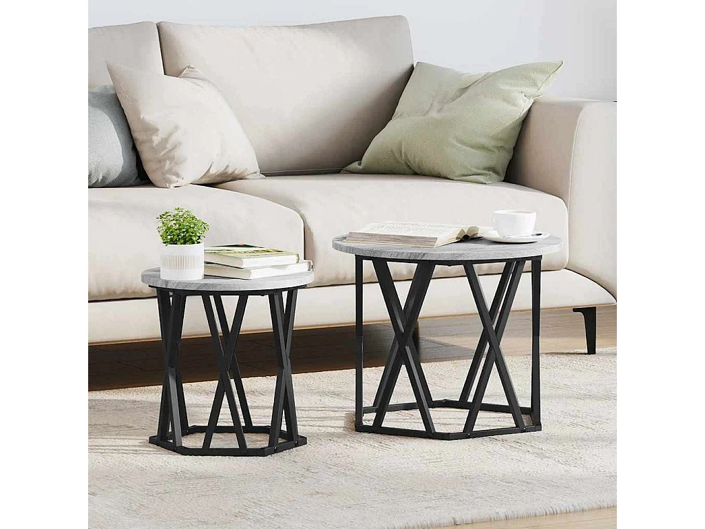 Table d'appoint 2 pcs Sonoma gris 50 x 50 x 40 cm