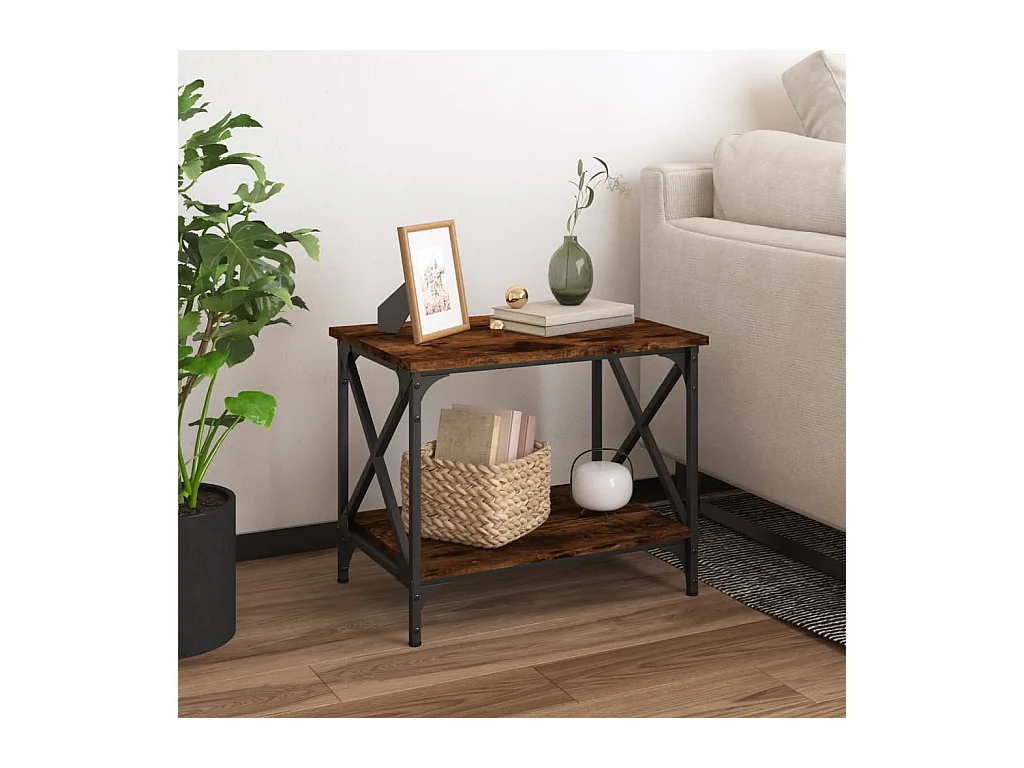 Table d'appoint Chêne fumé 55x38x45 cm Bois d'ingénierie