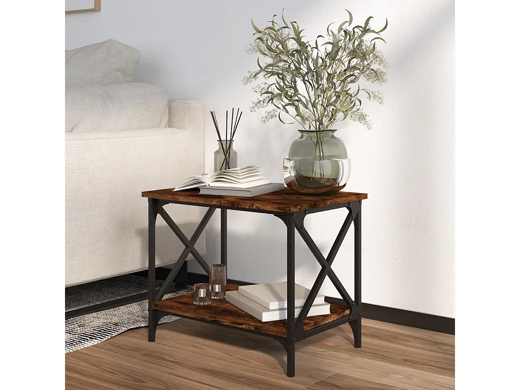 Table d'appoint Chêne fumé 55x38x45 cm Bois d'ingénierie