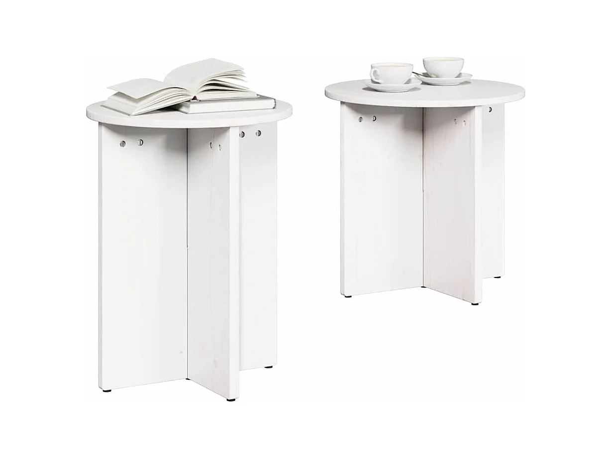 Table basse 2 pcs Blanc 41,5 x 41,5 x 41 cm Bois massif en pin