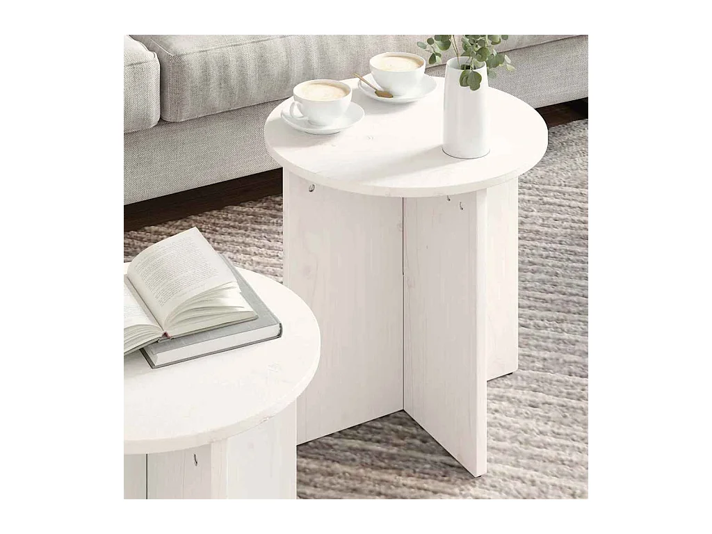 Table basse 2 pcs Blanc 41,5 x 41,5 x 41 cm Bois massif en pin