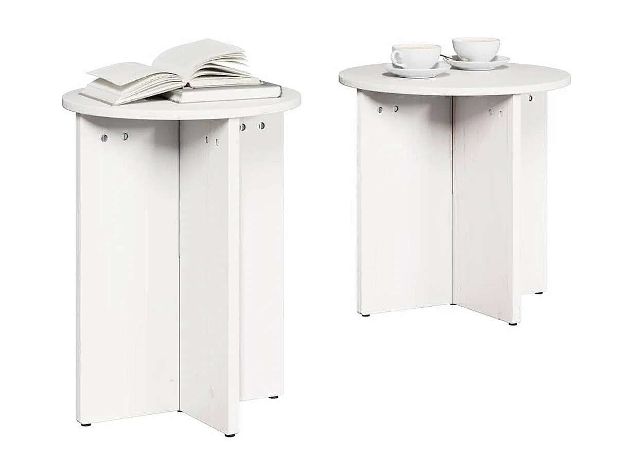 Table basse 2 pcs Blanc 41,5 x 41,5 x 41 cm Bois massif en pin