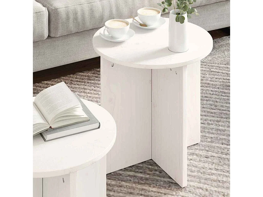 Table basse 2 pcs Blanc 41,5 x 41,5 x 41 cm Bois massif en pin