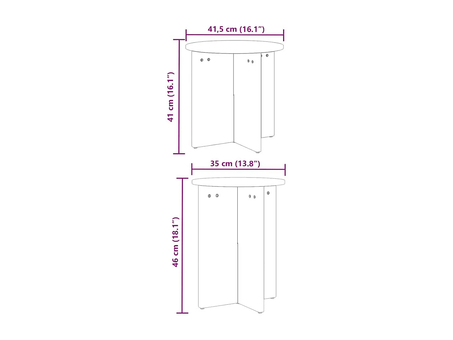 Table basse 2 pcs Blanc 41,5 x 41,5 x 41 cm Bois massif en pin