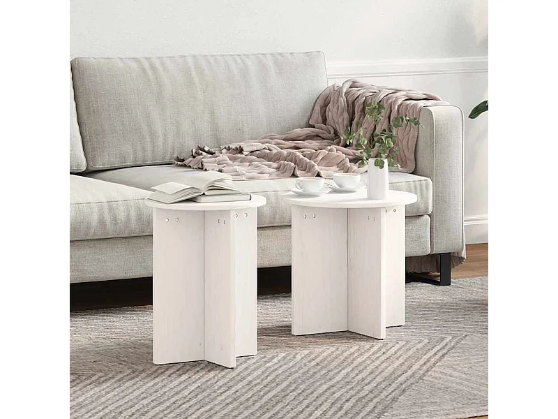 Table basse 2 pcs Blanc 41,5 x 41,5 x 41 cm Bois massif en pin