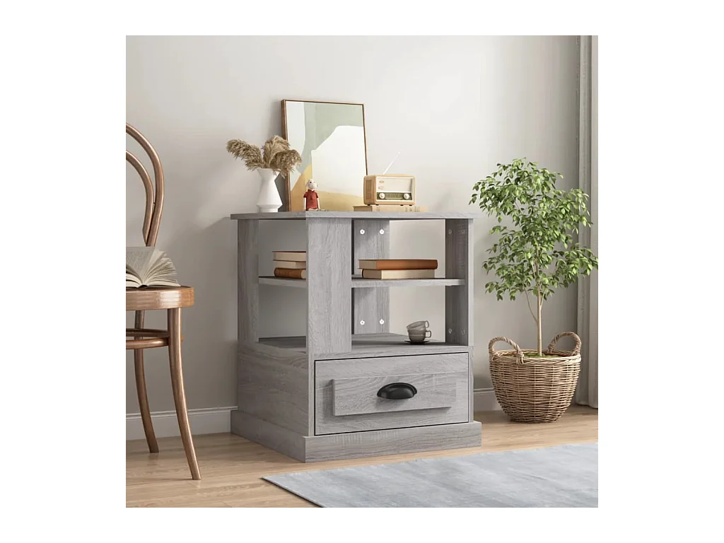 Tavolino Sonoma grigio 50x50x60 cm in legno ingegnerizzato