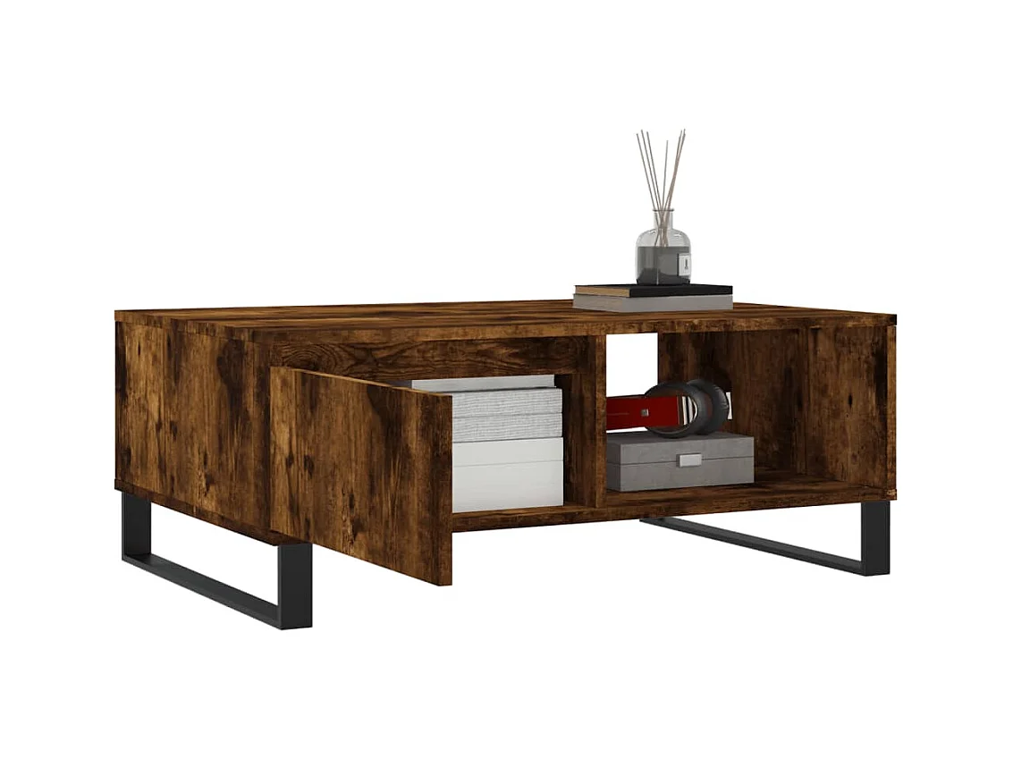 Table basse chêne fumé 90x60x35 cm bois d'ingénierie
