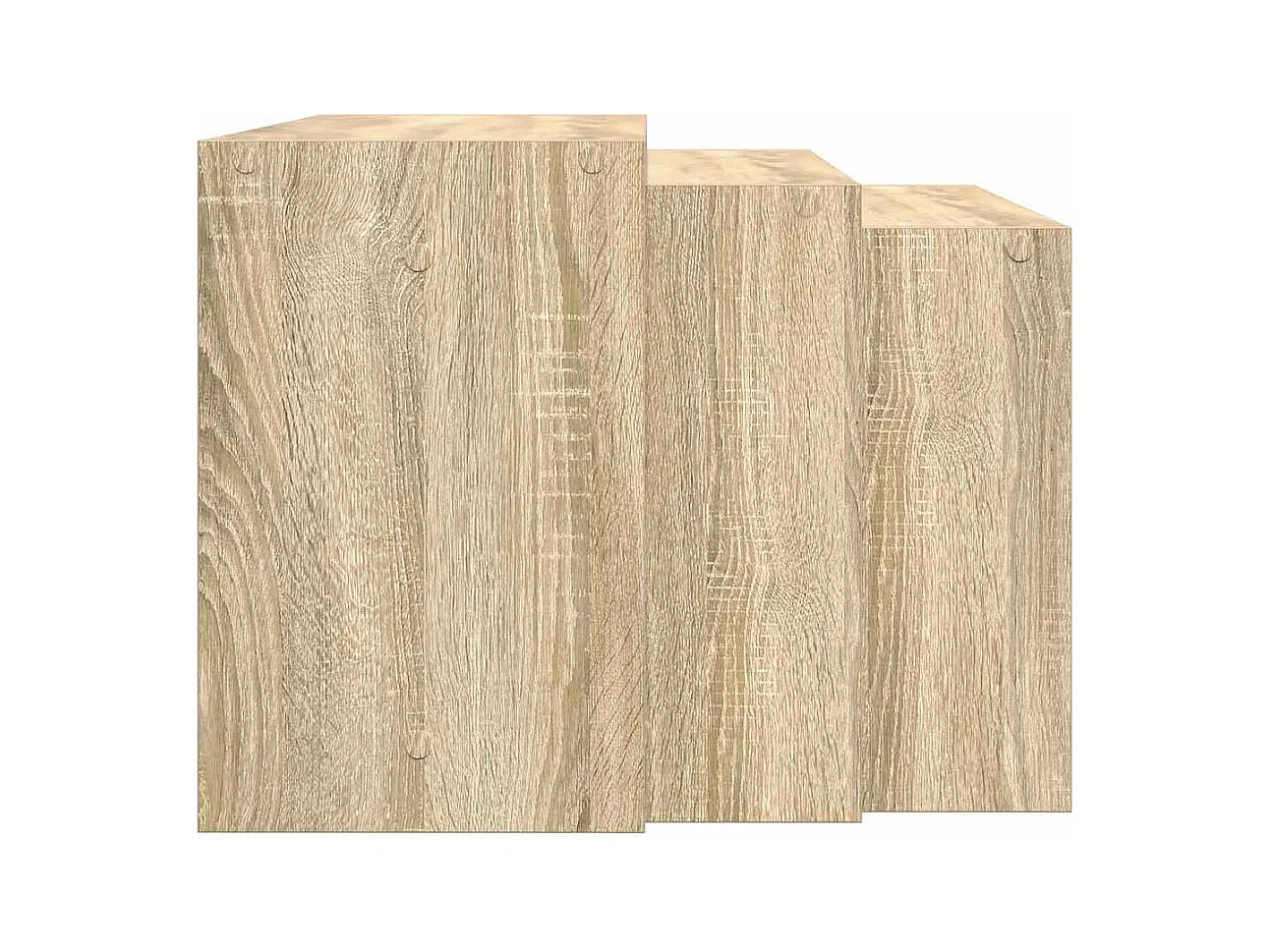 3-delige bijzettafels, Sonoma eiken, bewerkt hout