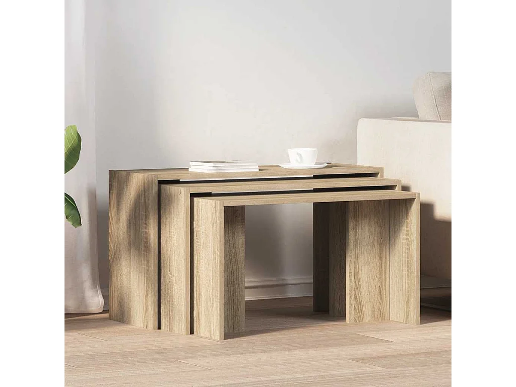 Tables gigognes 3 pcs chêne sonoma bois d'ingénierie