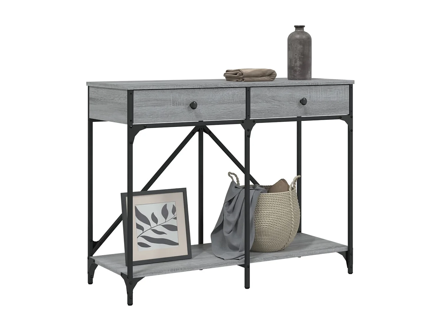 Table console sonoma gris 100x39x78,5 cm bois d'ingénierie