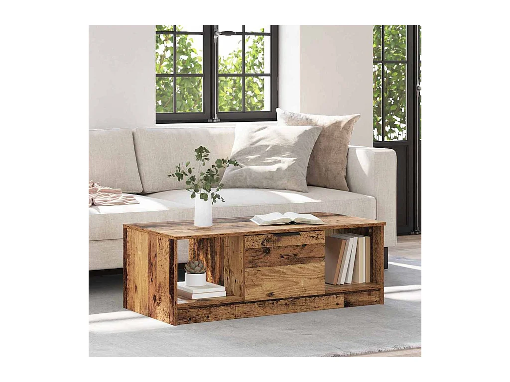 Salontafel Antiek hout 100 x 50 x 36 cm Bewerkt hout