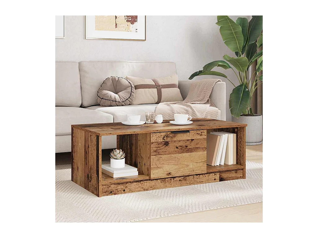 Salontafel Antiek hout 100 x 50 x 36 cm Bewerkt hout