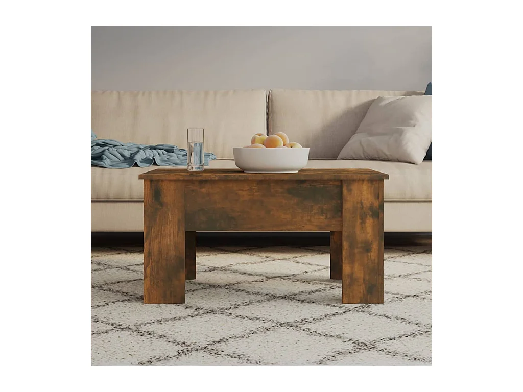 Mesa de centro de roble ahumado 79x49x41 cm Madera de ingeniería