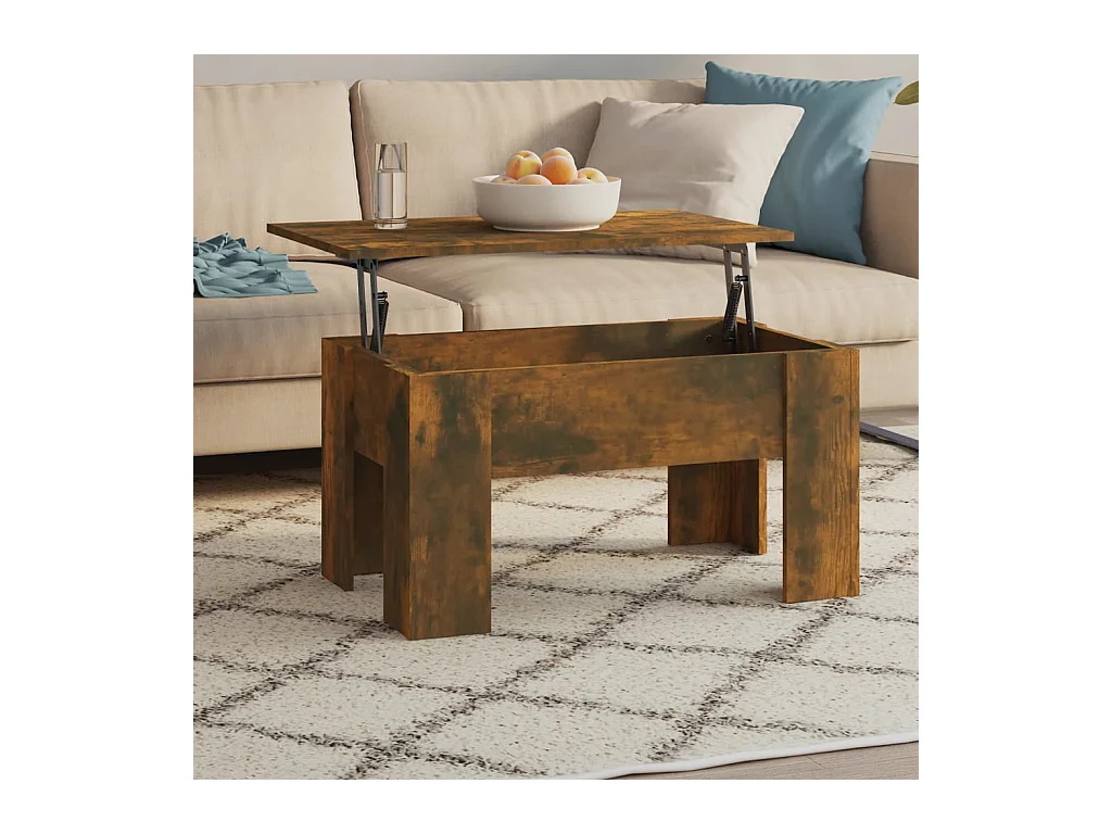 Mesa de centro de roble ahumado 79x49x41 cm Madera de ingeniería