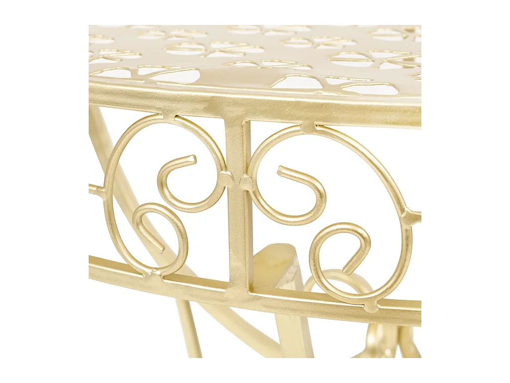 Tavolino laterale vintage in metallo semicircolare 72x36x74 cm oro