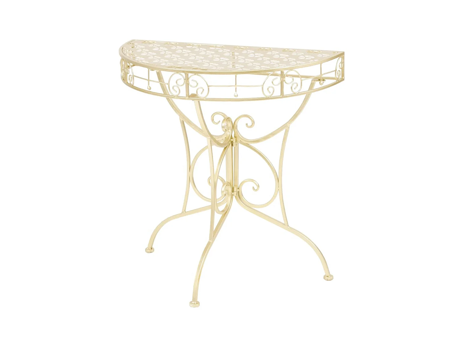 Table d'appoint Vintage Demi-ronde Métal 72x36x74 cm Doré