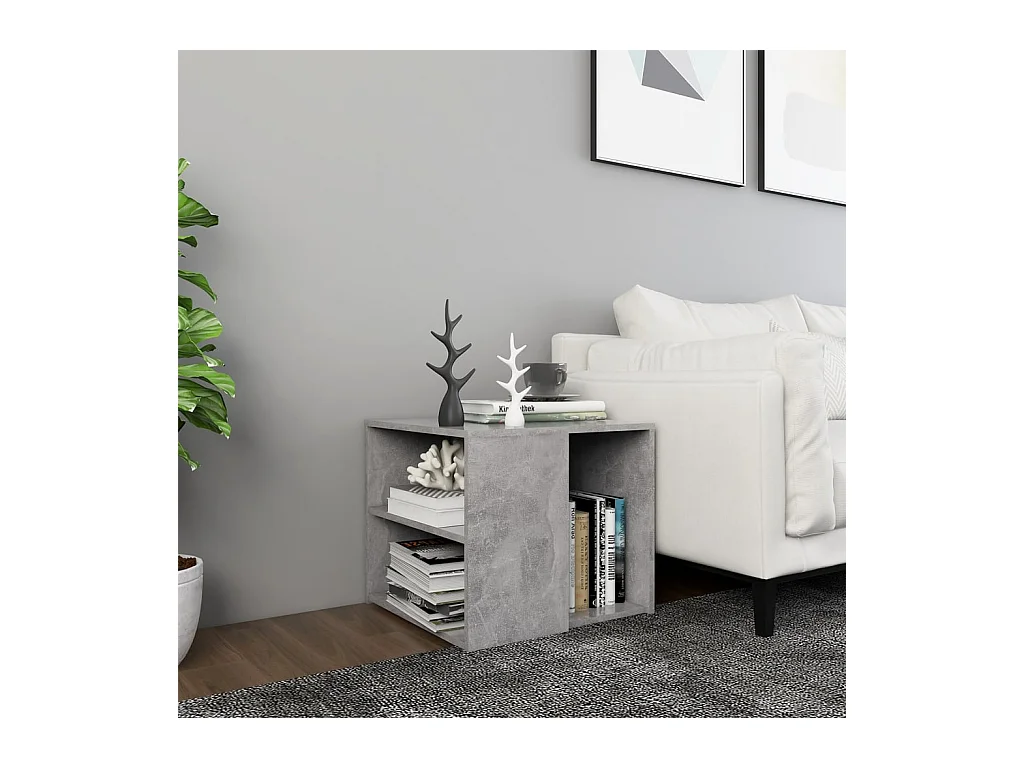 Betongrijze bijzettafel 50x50x45 cm bewerkt hout