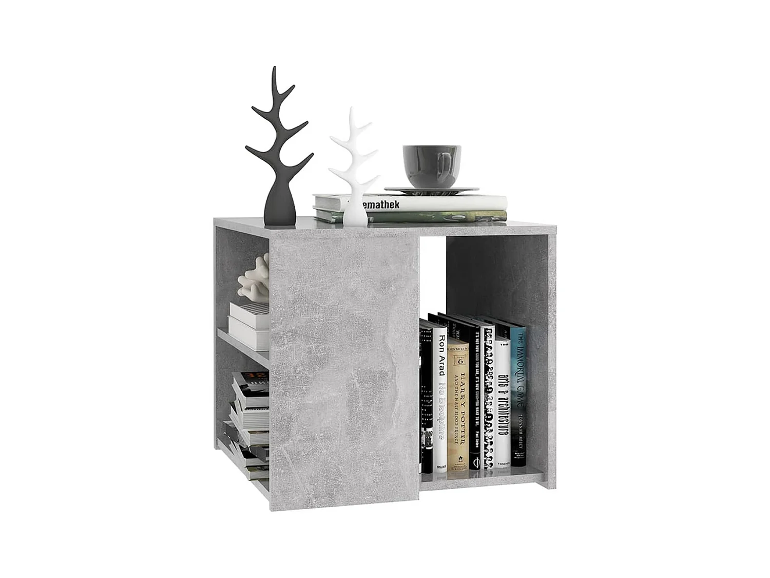 Betongrijze bijzettafel 50x50x45 cm bewerkt hout